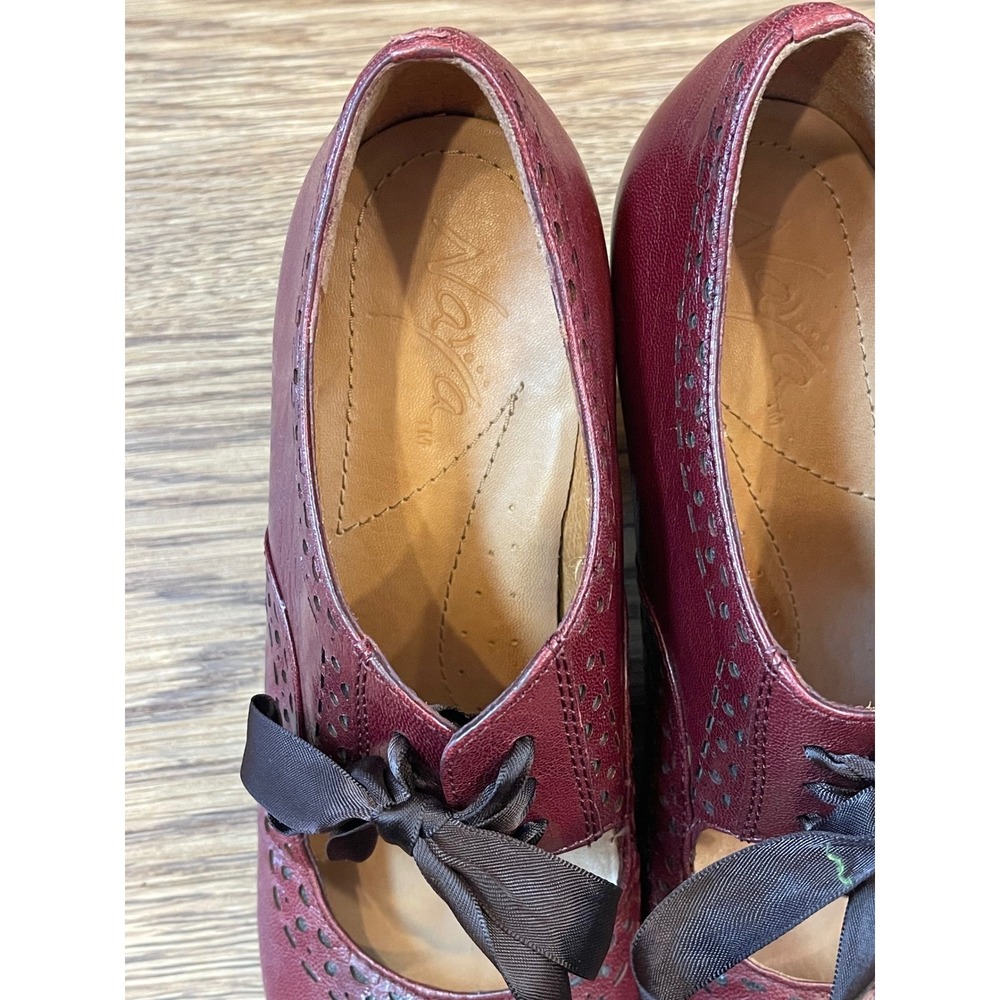 Naya Jada Oxford Heels Womens 6M Burgundy Excellent Leather Ribbon Lace Brogue - Picture 7 of 10